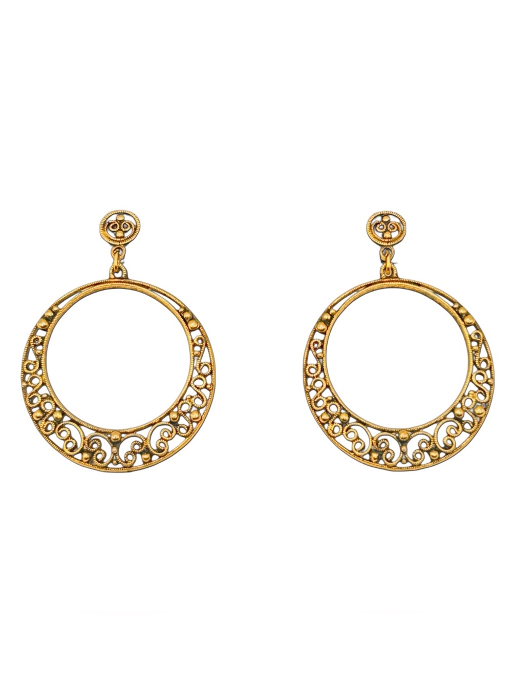 Vintage Filigree Ornate Open Hoop Statement Earrings